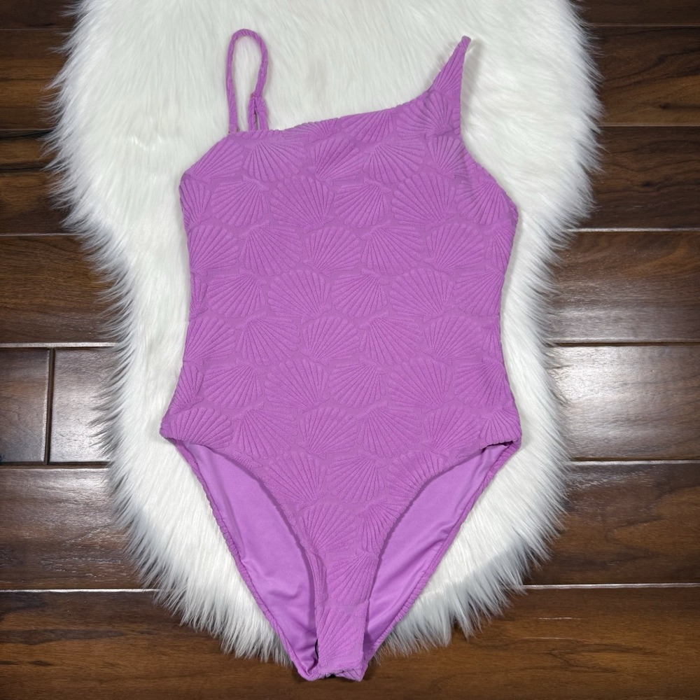 Beach Riot Women's Size Large Pink Shell Texture‎ Athena One Piece Swim Suit